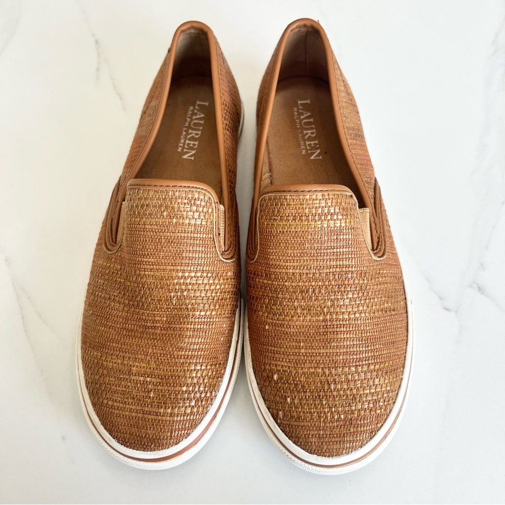 Lauren Ralph Lauren Tan Woven Slip-On Mules Size 6